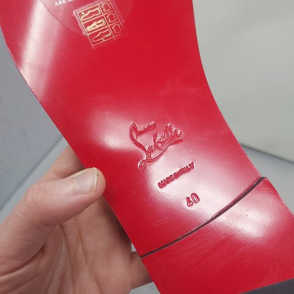 Christian Louboutin Black Flat CL Logo Mule Slide Sandal - Picture 5 of 10